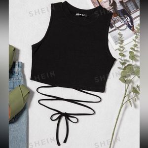 lace up waist tank top